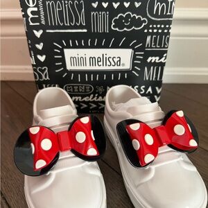 Mini Melissa Kids' White Sneakers with Minnie Bow